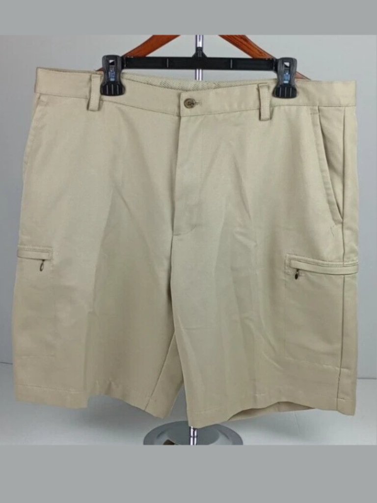 Izod Men's Size 38 Khaki Golf Sports Classic Casual Button Up Zipper Shorts